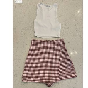 ZARA HOUNDSTOOTH SKORT PINK / WHITE - REF.2647/146